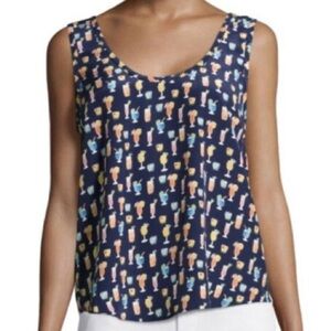 Joie 100% Silk Cocktail Print Tank Size Small
